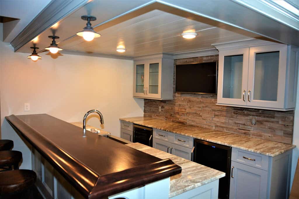 Finished basement bar area