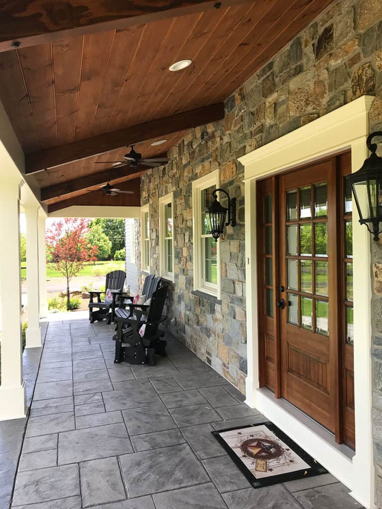 Front porch with stone floor