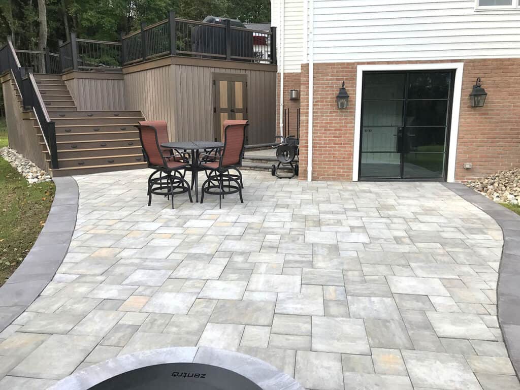 Patio with stairs to deck